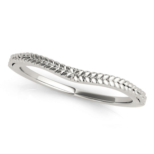 Platinum Braided Milgrain White Gold Contour Band