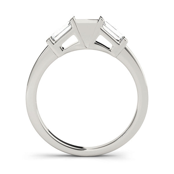 Platinum Channel Set Baguette Diamond Flat Band with Bar Prong Setting 1