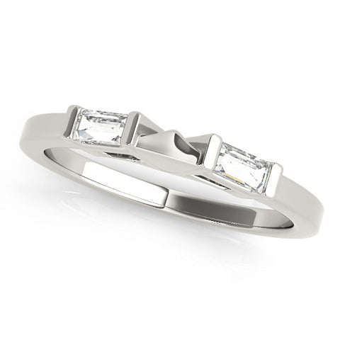 Platinum Channel Set Baguette Diamond Flat Band with Bar Prong Setting
