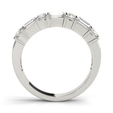 Platinum Channel Set Baguette and Round Diamond Band with Bar Prongs 1