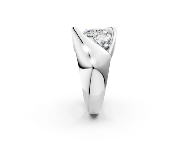 Platinum Pear-Shaped Three Stone Bypass Engagement Ring Setting with Crossover Band
