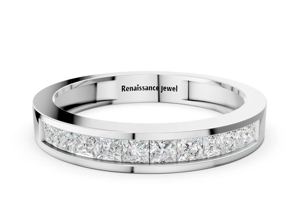 Platinum Channel Set Princess Cut Diamond Eternity Band