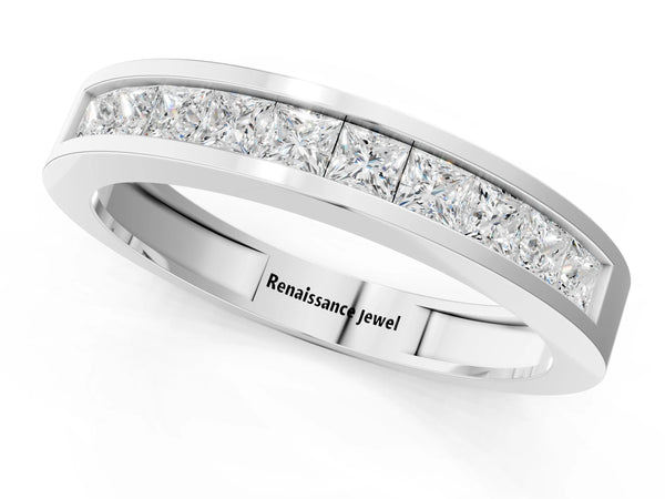 Platinum Channel Set Princess Cut Diamond Eternity Band