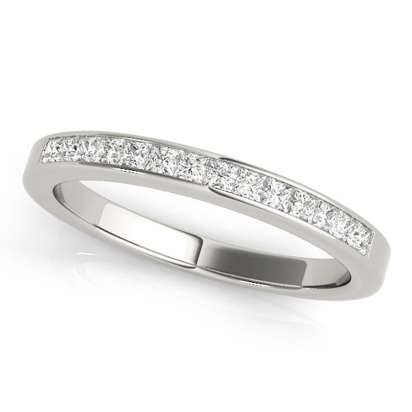 10K White Gold Channel Set Princess Cut Diamond Eternity Band