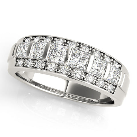 Platinum Channel-Set Princess Cut Diamond Pavé Band