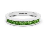 Platinum Channel Set Princess Cut Peridot Eternity Band_24