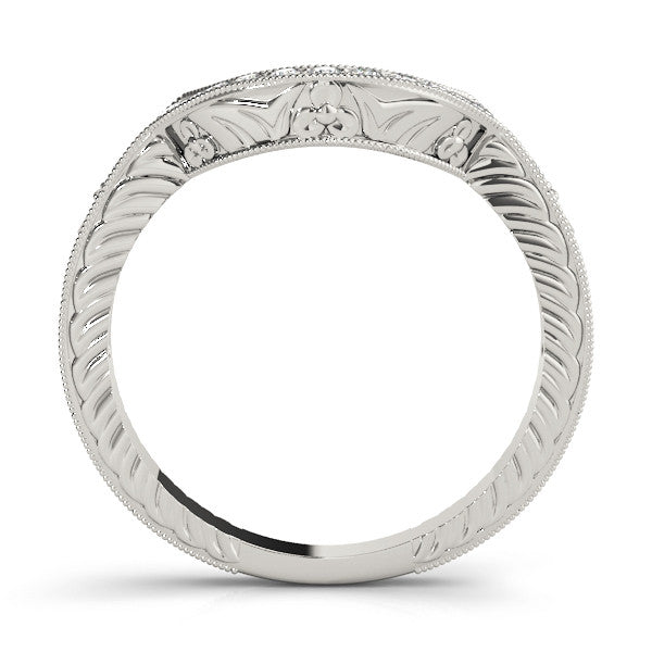 Platinum Channel Set Round Diamond Chevron Band 1