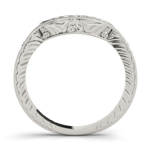 Platinum Channel Set Round Diamond Chevron Band 1