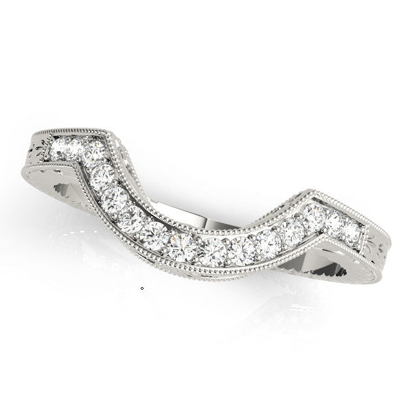 Platinum Channel Set Round Diamond Chevron Band