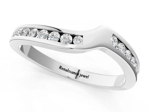 Platinum Channel-Set Round Diamond Contour Band