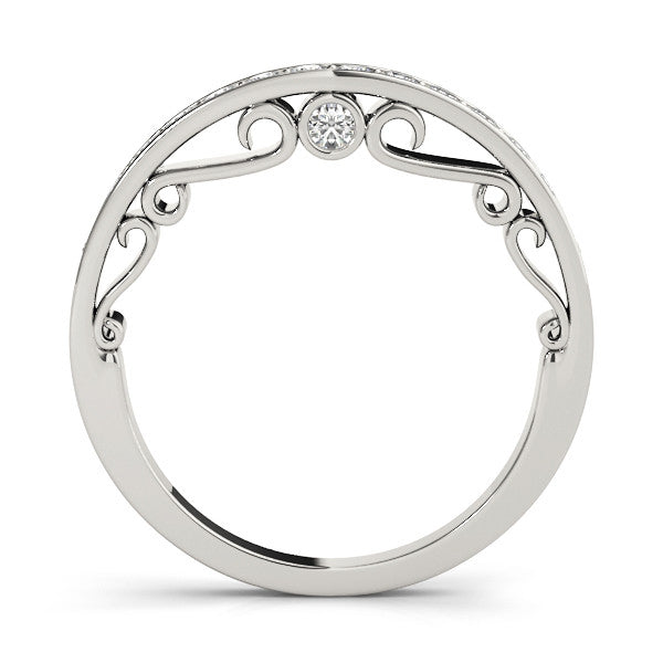 Platinum Channel Set Round Diamond Contoured Band 1