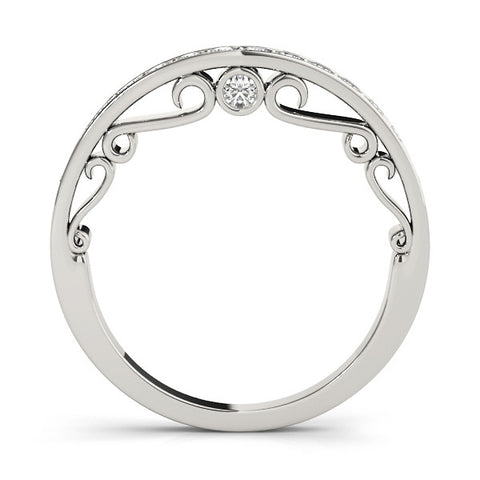 Platinum Channel Set Round Diamond Contoured Band 1