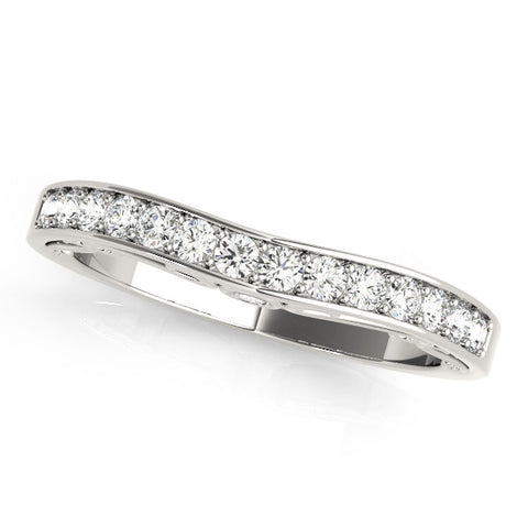 Platinum Channel Set Round Diamond Contoured Band