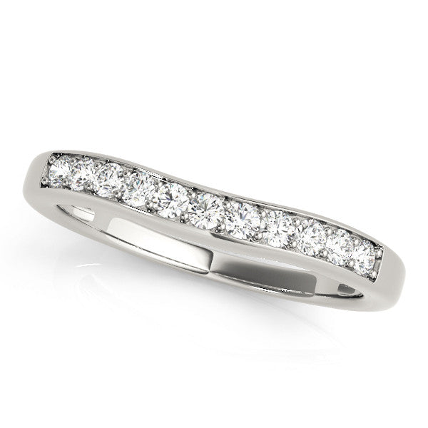 Platinum Channel Set Round Diamond Curved Band