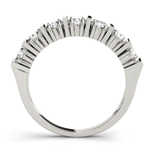 White gold Channel Set Round Diamond Eternity Band with Bar Prong Setting