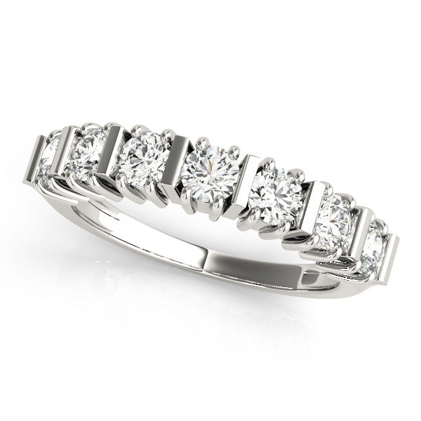 Platinum Channel Set Round Diamond Eternity Band with Bar Prong Setting