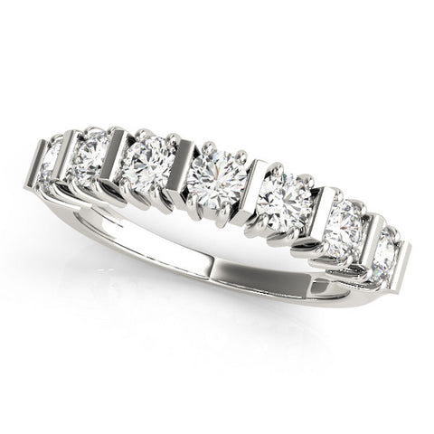 Platinum Channel Set Round Diamond Eternity Band with Bar Prong Setting