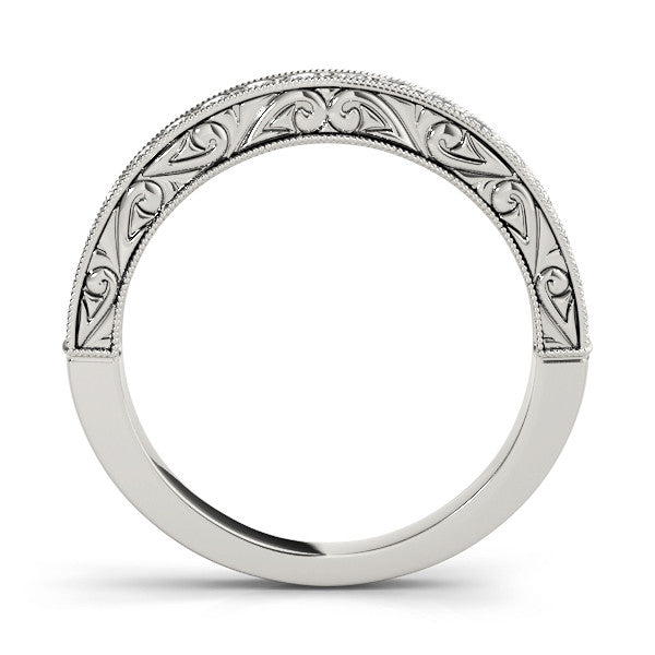 White gold Channel Set Round Diamond Eternity Band with Milgrain Edging