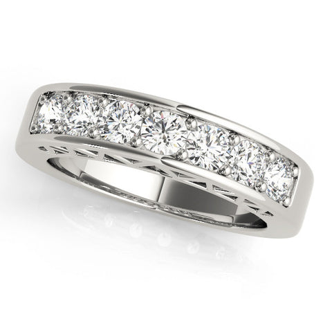 Platinum Channel-Set Round Diamond Eternity Band with Shared Prong Setting