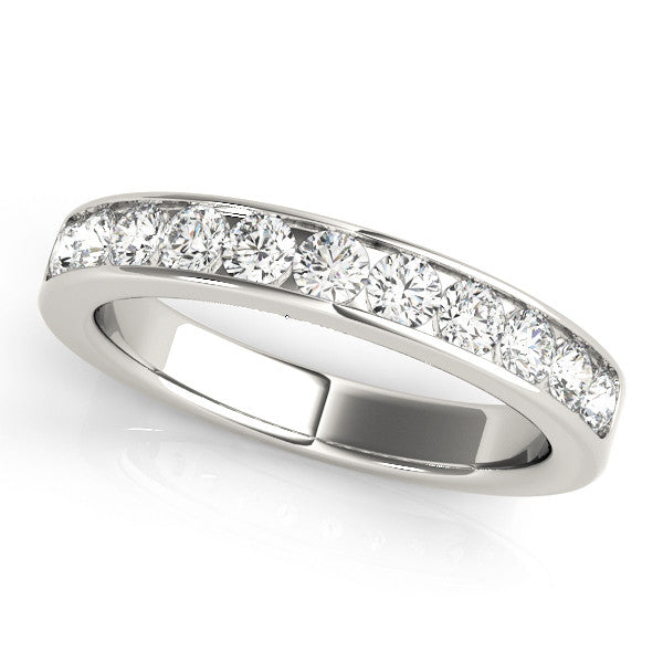 14K White Gold Channel Set Round Diamond Eternity Band