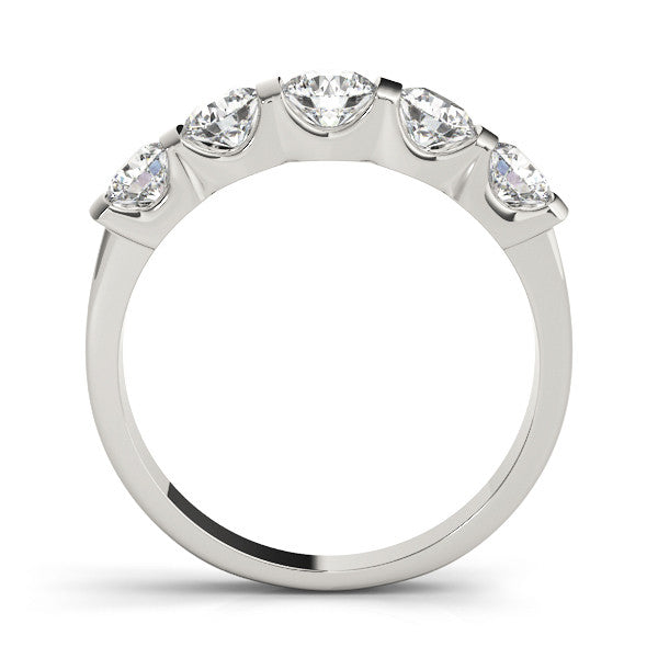 Platinum Channel-Set Round Diamond Five-Stone Band 1