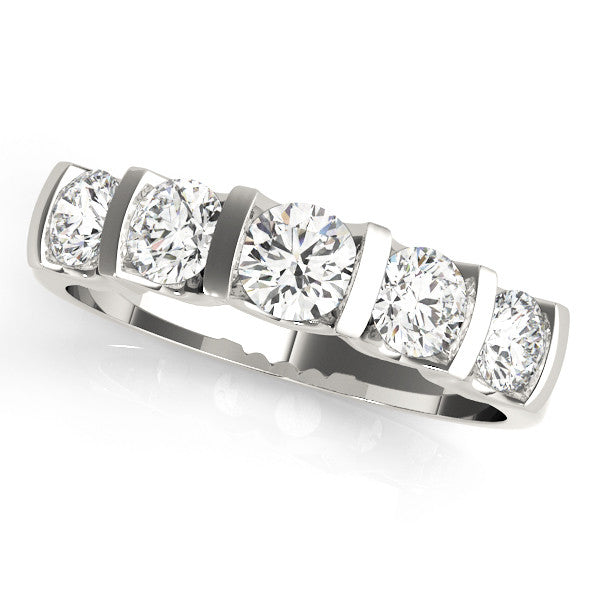 Platinum Channel-Set Round Diamond Five-Stone Band