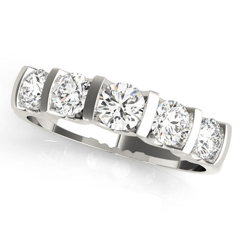 Platinum Channel-Set Round Diamond Five-Stone Band