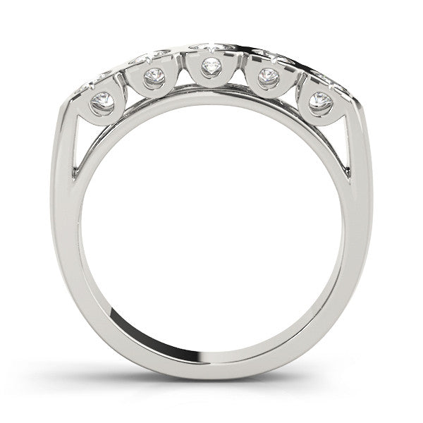 Platinum Channel Set Round Diamond Flat Band with Prong Setting 1