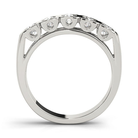 Platinum Channel Set Round Diamond Flat Band with Prong Setting 1