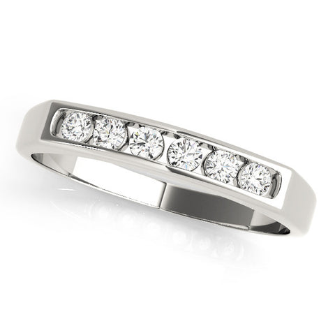 Platinum Channel Set Round Diamond Flat Band