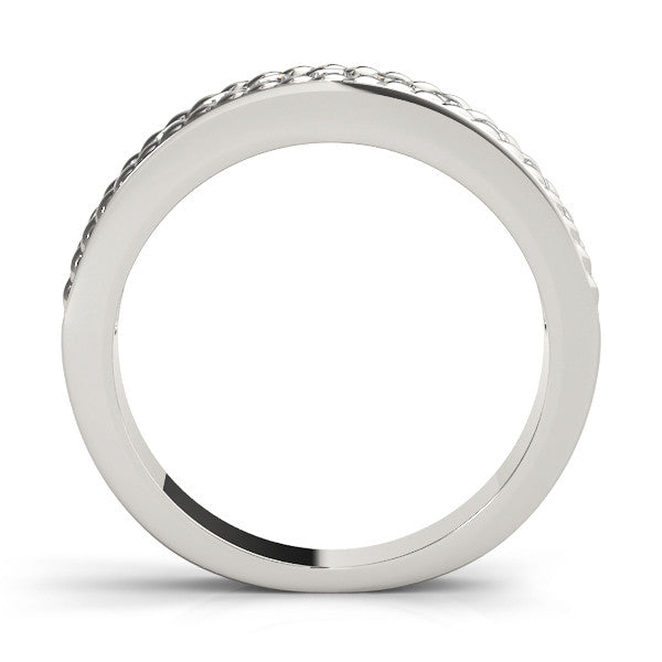 Platinum Channel Set Round Diamond Milgrain Edge Band 1