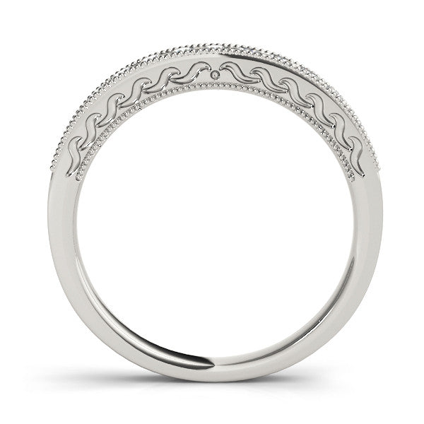 Platinum Channel Set Round Diamond Milgrain Edge Eternity Band 1