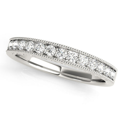 Platinum Channel Set Round Diamond Milgrain Edge Eternity Band