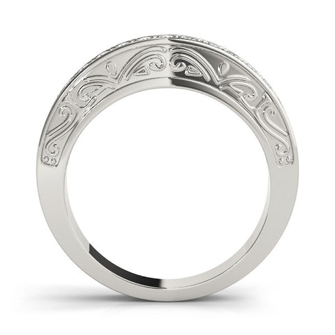 Platinum Channel Set Round Diamond Milgrain Engraved Band 1