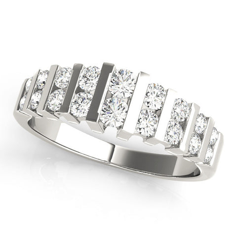 Platinum Channel-Set Round Diamond Multi-Row Band