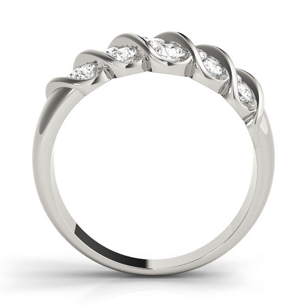 Platinum Channel Set Round Diamond Multi-Row White Gold Band 1