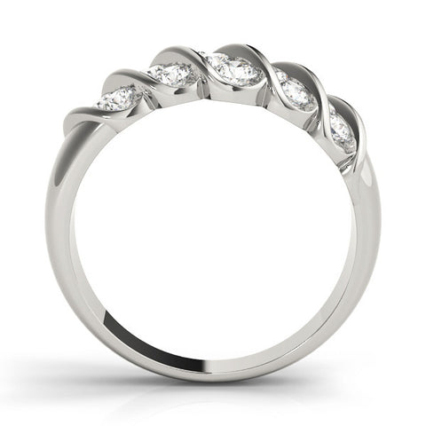 Platinum Channel Set Round Diamond Multi-Row White Gold Band 1