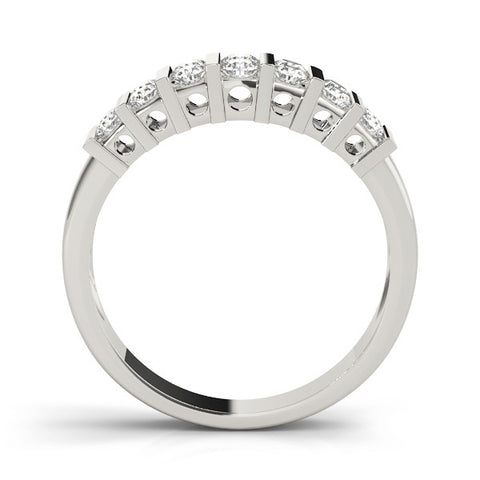 Platinum Channel Set Round Diamond Step Band with Bar Prong Setting 1