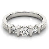 Platinum Channel Set Round Diamond Trio Bar Prong Ring 1