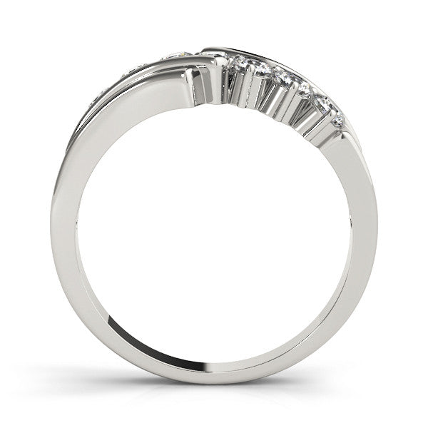 Platinum Channel Set Round Diamond Wave Band with Shared Prong Setting 1