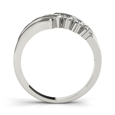 Platinum Channel Set Round Diamond Wave Band with Shared Prong Setting 1