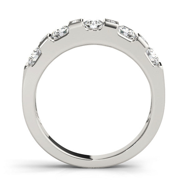 Platinum Channel Set Round Diamond White Gold Band 1