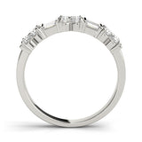 14K White Gold Channel Set Round and Baguette Diamond Anniversary Band with Prong Setting