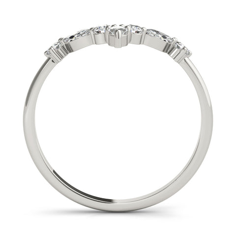 Platinum Chevron Marquise and Round Diamond Open Band with Prong Setting