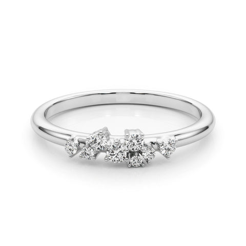 Platinum Cluster Diamond Round Cut White Gold Band with Prong Setting 2