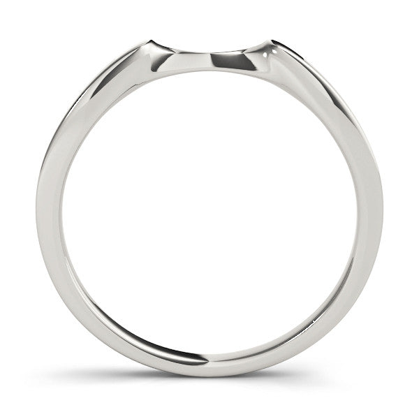 Platinum Contoured Solitaire Round Bezel Set Wedding Band 1