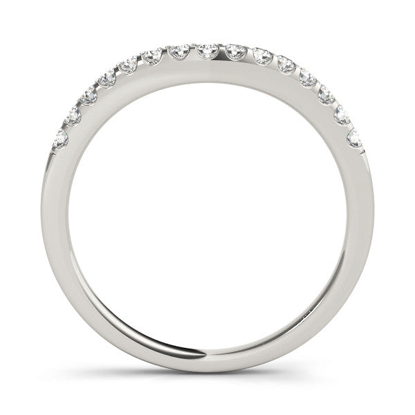 Platinum Curved Diamond Half Eternity Band with Round Cut Stones in Pavé Setting 1