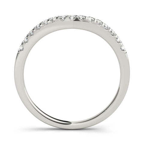 Platinum Curved Diamond Half Eternity Band with Round Cut Stones in Pavé Setting 1
