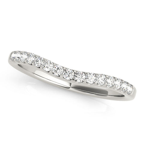 Platinum Curved Diamond Half Eternity Band with Round Cut Stones in Pavé Setting