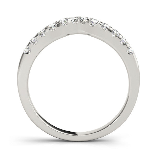 Platinum Curved Diamond Half Eternity Ring with Round Cut Stones and Shared Prong Setting 1